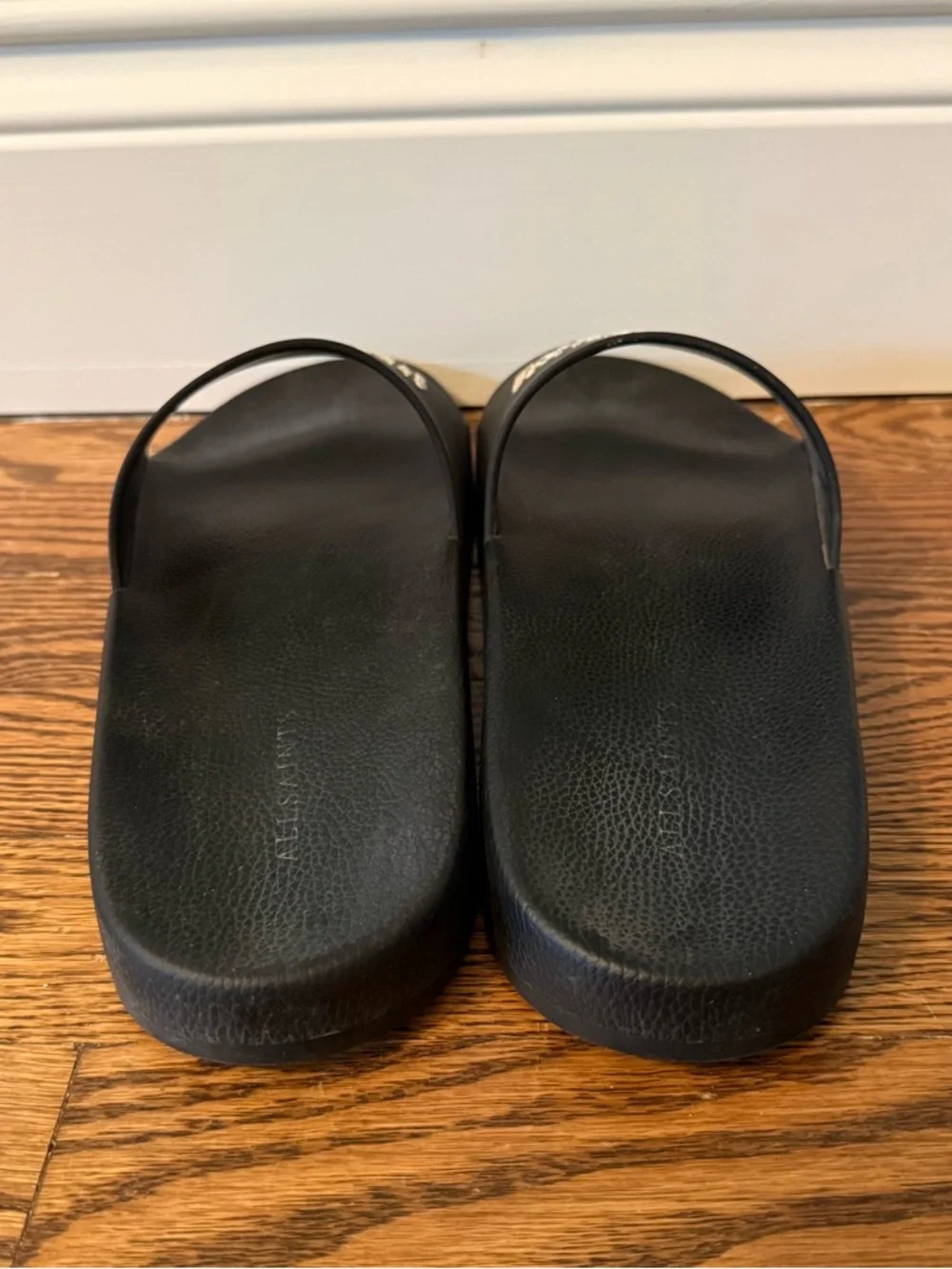 ⭐️ AllSaints Black Logo Slide Sandals - White Text